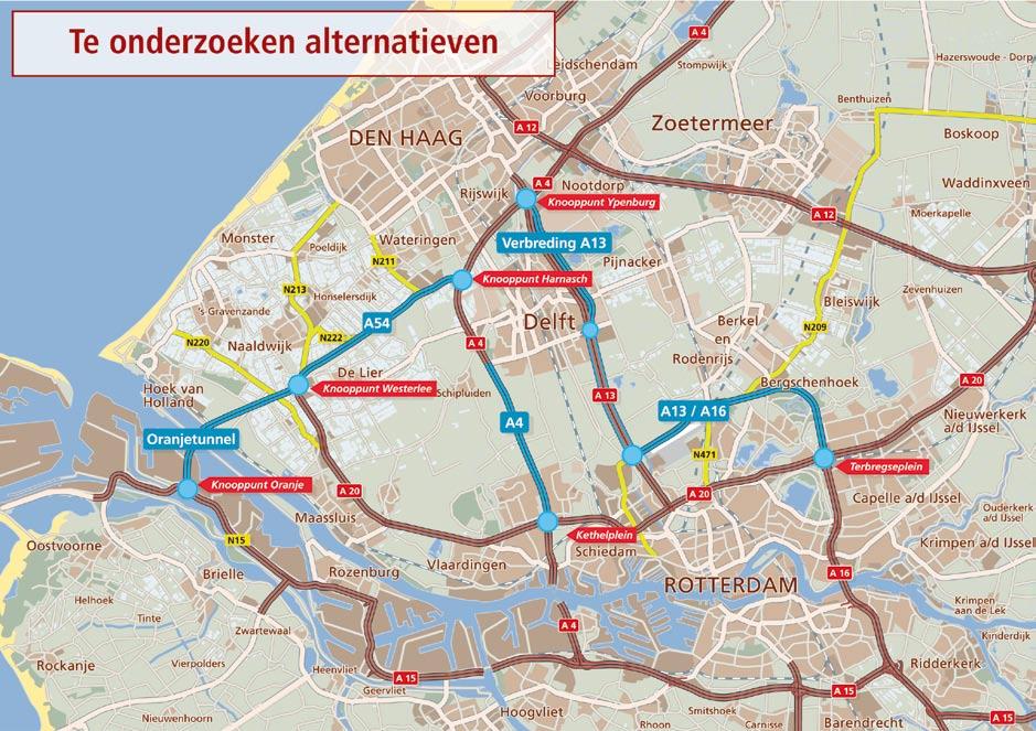 4 Beschrijving alternatieven en varianten................................................................................. Voor een betere verbinding tussen Rotterdam en Den Haag onderzoekt Rijkswaterstaat verschillende oplossingen.