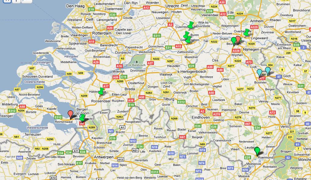 Selectie meetlocaties Zes locaties bij verschillende snelheden: snelweg 120 km/h: A4 Roosendaal, A15 Bemmel prov.