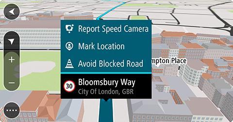 Een kaartaanpassingsrapport maken van een gemarkeerde locatie Als je tijdens het rijden een kaartfout ziet, kun je de locatie hiervan markeren, zodat je de aanpassing later kunt melden.