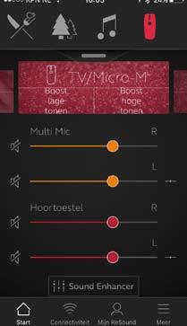 Volumeregeling per streamer U kunt het volume van de streamer voor links en rechts afzonderlijk regelen. Tik op het icoontje Splitsen, rechts van de oranje volumeschuif.