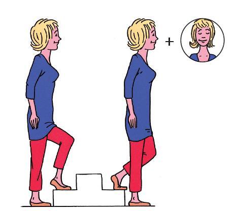 12. Loop een trap (of een hellend vlak) op en keer terug naar beneden. Doe dit eerst met de ogen open en daarna met de ogen dicht.