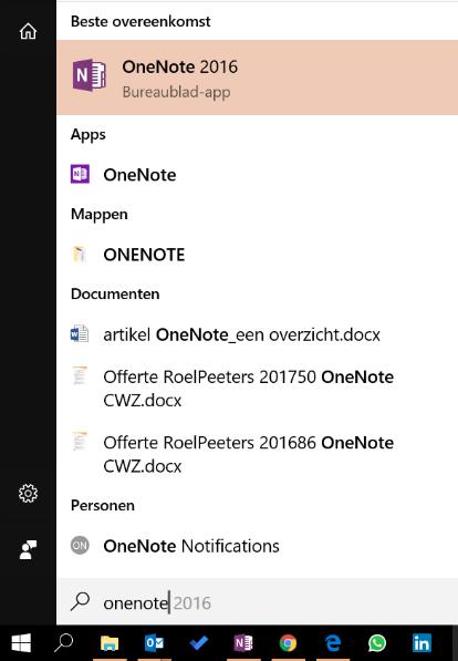 OneNote op je desktop De OneNote-app staat standaard op een Windows machine maar als je Microsoft Office-programma`s hebt geïnstalleerd dan heb je er ook een OneNote desktop-versie bij.