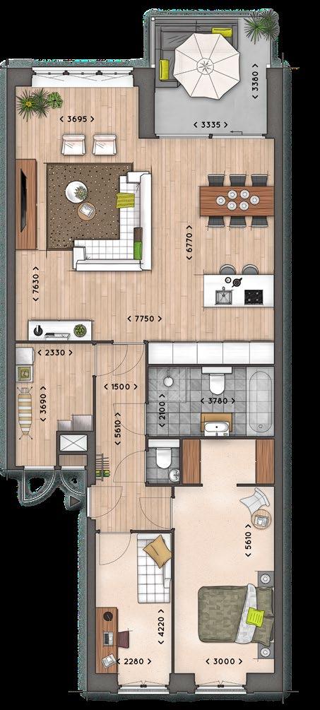 TUSSENAPPARTEMENT Afgebeeld bouwnummer 46, 52 en 58 Deze plattegronden zijn ook