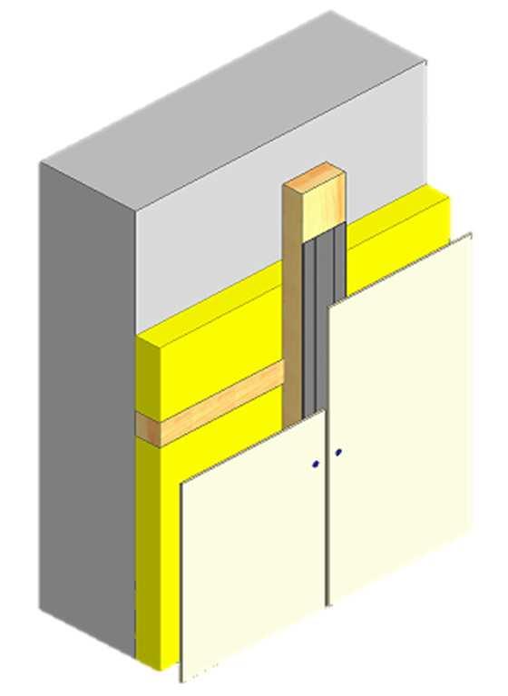 Enkelvoudige verticale draagstructuur - stijlen geplaatst op stelschroeven Deze uitvoering biedt volgende voordelen: Een hogere isolatiewaarde omdat de isolatie quasi ononderbroken aangebracht kan