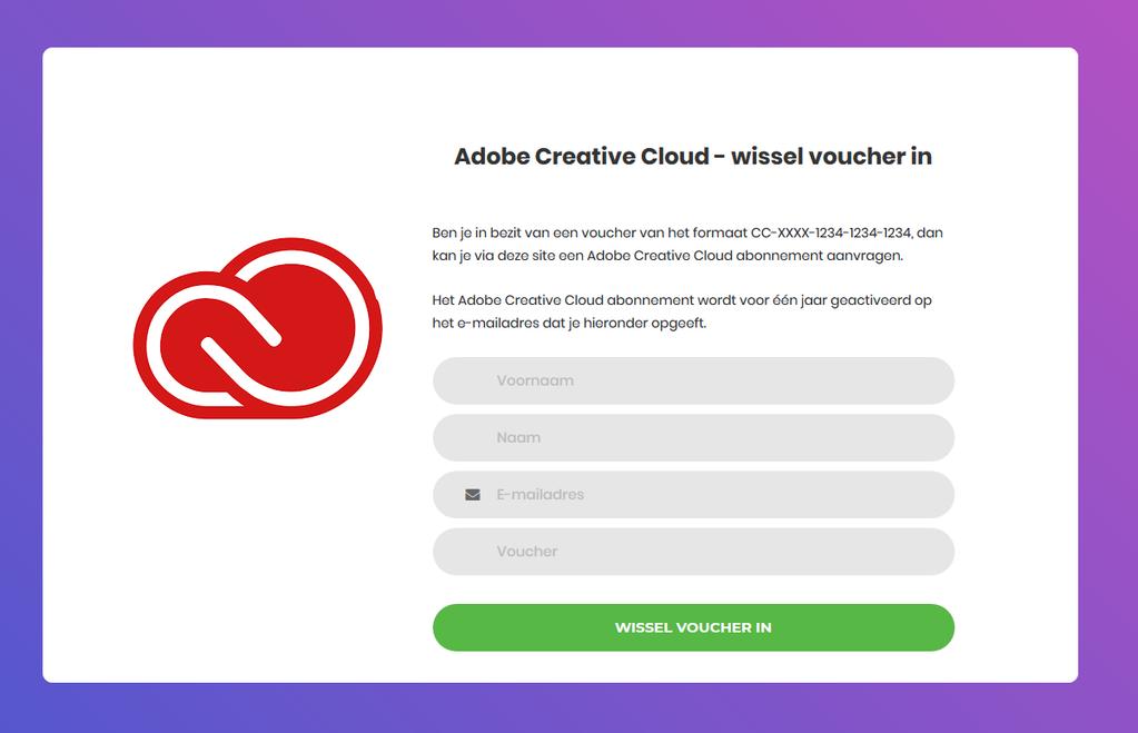 Adobe Creative Cloud abonnement aanvragen & activeren Via Academic Software kan je als student aan een deelnemende school gebruik maken van Adobe Creative Cloud. Ga naar https://creative.