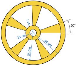 c) Bereken de omtrek van de cirkelsector (in cm). d) Bereken de oppervlakte van de cirkelsector (in cm 2 ). Opdracht 12 Hiernaast zie je het blad getekend van een bureau.
