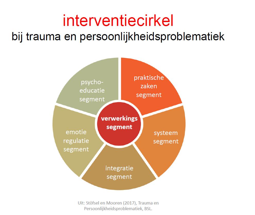 33 Intuïtief model De interventiecirkel biedt overzicht van verschillende behandelinterventies in een samenhangend plan.