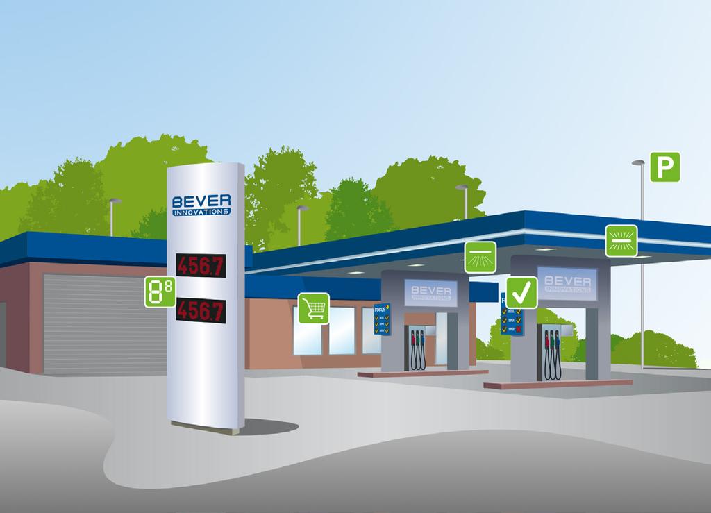 Tankstations in ruim zeventig landen presenteren hun prijzen en verlichten hun luifel, terrein en shop met Bever Innovations hoogwaardige LED producten.