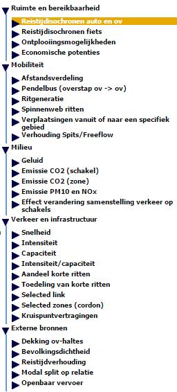 6.11 Reistijdisochronen auto/ov Interpretatie: geconstateerd kan worden hoe lang iemand erover doet om vanuit de geselecteerde herkomst naar alle andere gebieden in het studiegebied te komen met de