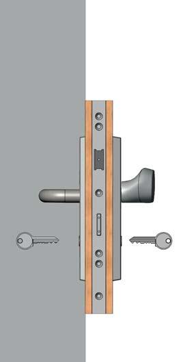 Bediening P600 anti-paniek ANTI-PANIEK De S² P600 is een cilinderbediende meerpuntssluiting met anti-paniek. Bij vergrendeling wordt uw deur op drie punten veilig vergrendeld.