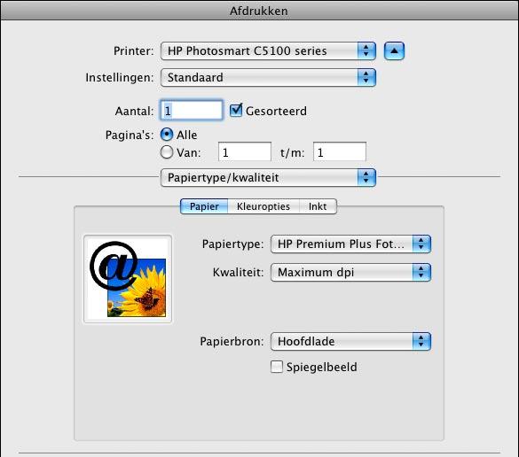 Afdrukken (printerdriver) voorbeeld HP printerdriver Controleer of de juiste