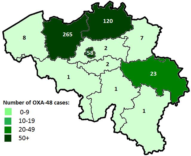 CPE type OXA-48: 1/1/2012 tot 0/04/201 (n=488 nieuwe