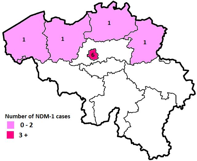 CPE type NDM: 1/1/2012 tot 0/04/201 (n=10 nieuwe gevallen) Verband met het buitenland: 5