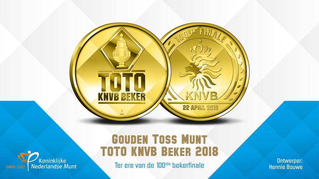 Gouden Toss Munt ter ere van 100ste TOTO KNVB Bekerfinale Speciaal ter ere van de 100ste editie van de TOTO KNVB Bekerfinale sponsort de Koninklijke Nederlandse Munt deze finale met een Gouden Toss