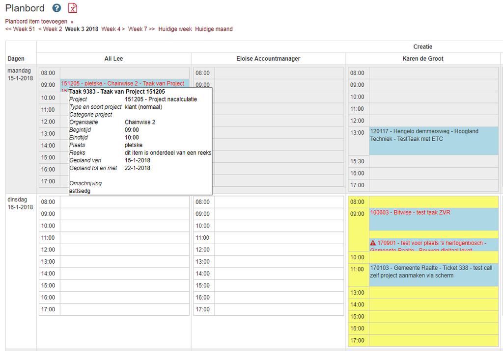 Planbord module voorbeeld: 3.1.4 Mail Op verschillende locaties in ChainWise kan een mail verstuurd worden.