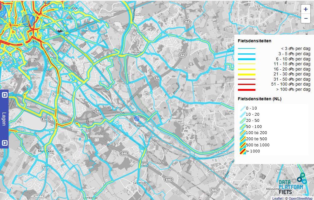 Het gebruik van al deze fietsroutes op het grondgebied van Melle kan enigszins afgeleid worden uit de eerste resultaten van de eerste Vlaamse fietstelweek die in september 2016 voor de tweede maal