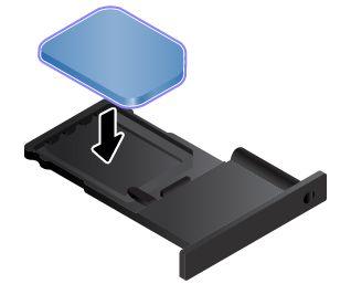 5. Plaats een nieuwe micro-sim-kaart in de lade in de afgebeelde richting. Opmerking: Zorg ervoor dat u een micro-sim-kaart gebruikt. Gebruik geen standaard-sim-kaart.