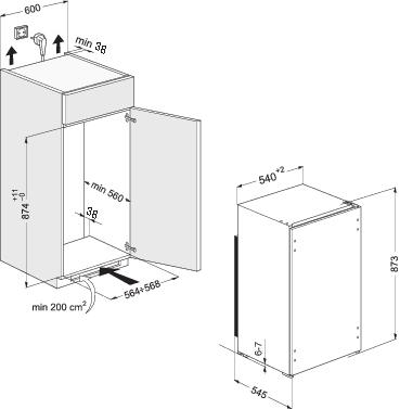 min.50mm INBOUWSCHEMA'S DAMPKAPPEN AKR 469 IX KOELKASTEN ARG 451/A+, ARG 450/A+ KOELKASTEN ART 6600 A+ Ø120 598 140 180 40 280 0 155 20 45 KOELKASTEN ARG 718/A+/1 KOELKASTEN ARG 7191/A+/1 540 545