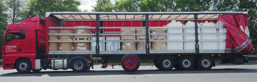 Aslastverdeling (open ruimte bij kopschot) In rijrichting kan de open ruimte met 3 balken KAT AJS 900 of met 2 balken KAT AJS 2800 gezekerd worden.