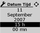 Selecteer uur met navigatietoets Stel uur in met