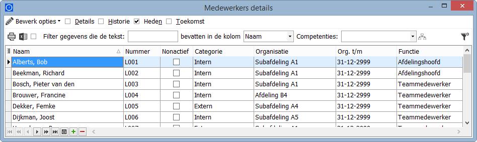 5. Algemene tips & info Historie en toekomst De meeste selectie schermen hebben bovenin aanvink opties staan om naar historische