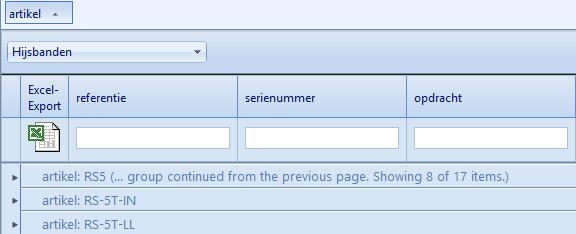 Alle records van eenzelfde artikelnummer zullen dan samen op 1 regel staan, die kan worden uitgeklapt Groeperen kunt u doen door de