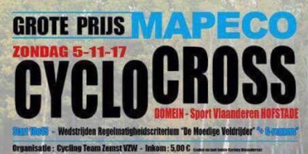 Dames 09u00-13u30 14u30 Elite zc & U23 09u00-14u30 15u30 CYCLOCROSS BOORTMEERBEEK - 18 en 19/11/2017 Inschrijving: Chalet Ravesteinvissers, Ravesteinstraat 50, 3191 Hever Contact: Pieter Pauwels,