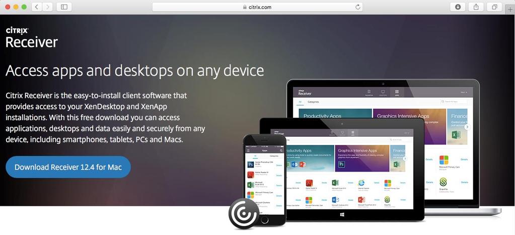 Mac OSX De Citrix Receiver is nodig om ZOL-toepassingen via de Citrix-infrastructuur te