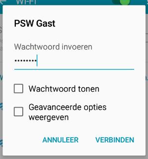 PSW gebruikerscredentials in en kies de optie Verbinden Voor het