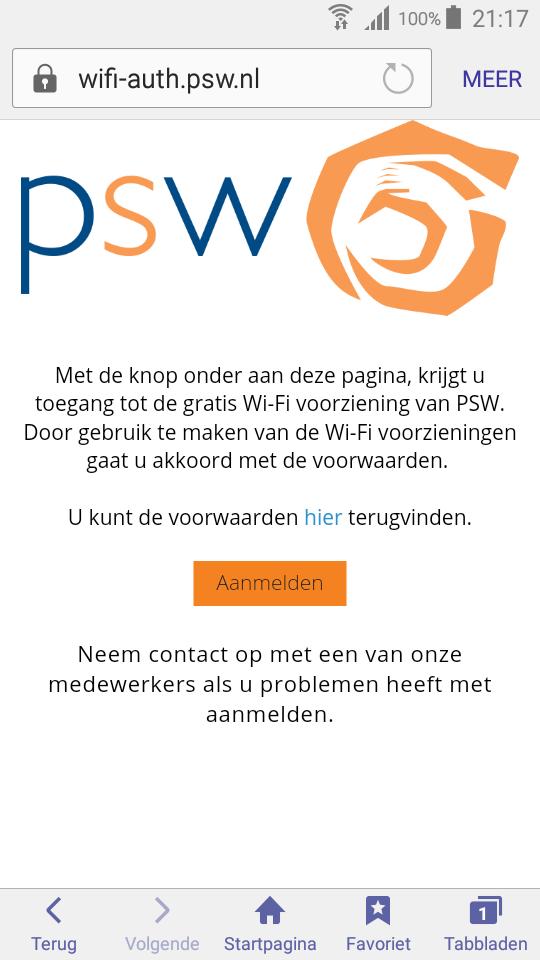 PSW Medewerker PSW Cliënt PSW Gast De volgende website wordt automatisch geopend.