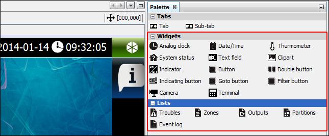 SATEL INT-TSI 27 14. Na het configureren van de tabblad instellingen kunt u doorgaan met het plaatsen van widgets op het tabblad.