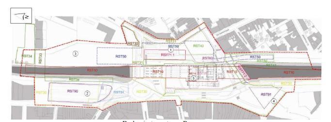 7 Ontwerp A : bovenaanzicht van station en de direce omgeving. Ontwerp B : zelfde bovenaanzicht als op ontwerp A maar veel minder chaotisch.