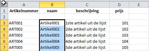 3.1.1.2 Overige gegevens kpiëren Afbeelding 44: kpiëren uit tabel Nadat de artikelen aangemaakt werden in de Catalgue Editr, is het k mgelijk m de