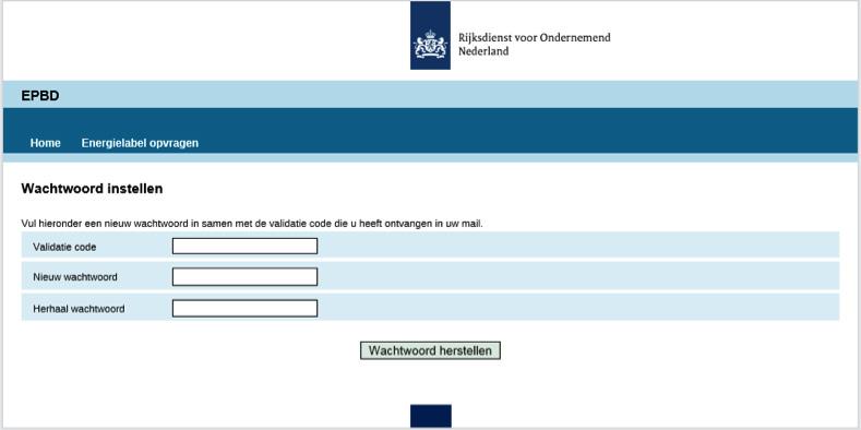 Vul uw gebruikersnaam in en klik op Wachtwoord resetten. U ontvangt nu een validatiecode op het e-mailadres van uw account. 4.