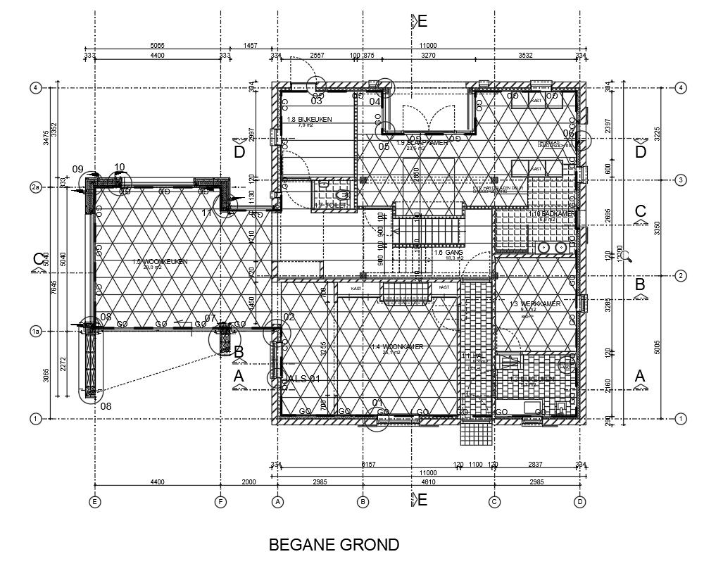 1 OPPERVLAKTEN 1.1 Woning 1.1 GEBRUIKSOPPERVLAKTE GO: 180,9 m2 1.2 VERBLIJFSGEBIED 1.3 werkkamer 9,7 m2 1.4 woonkamer 26,1 m2 1.5 woonkeuken 29,0 m2 1.9 slaapkamer 23,5 m2 2.