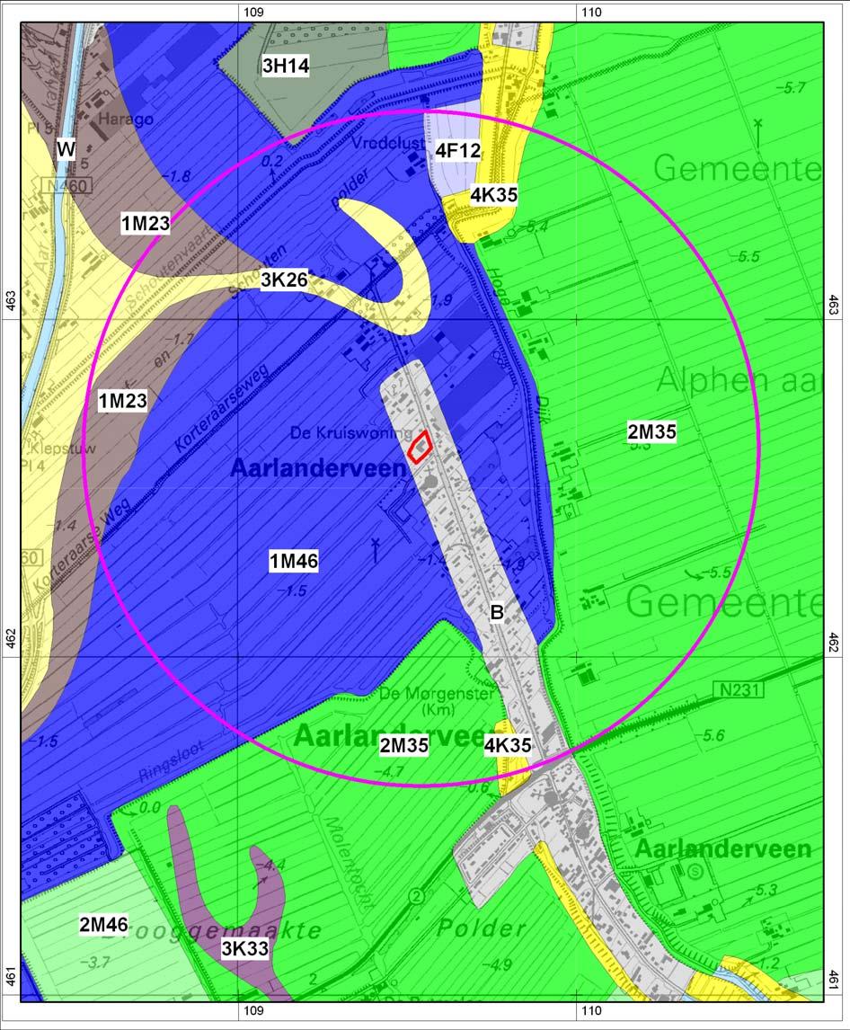 Archeologische onderzoek Noordeinde Aarlanderveen, Gemeente Alphen a/d Rijn ArcheoPro Rapport, 9100, Pagina 10 Figuur 4: Uitsnede uit de