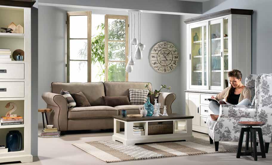 Kent Alan Hanglamp Ø47x50-100(H) 249,- Landelijk meubelprogramma gemaakt van acacia hout, afgewerkt in een mooie witte kleur met robuuste bladen in de kleur pampas grey.