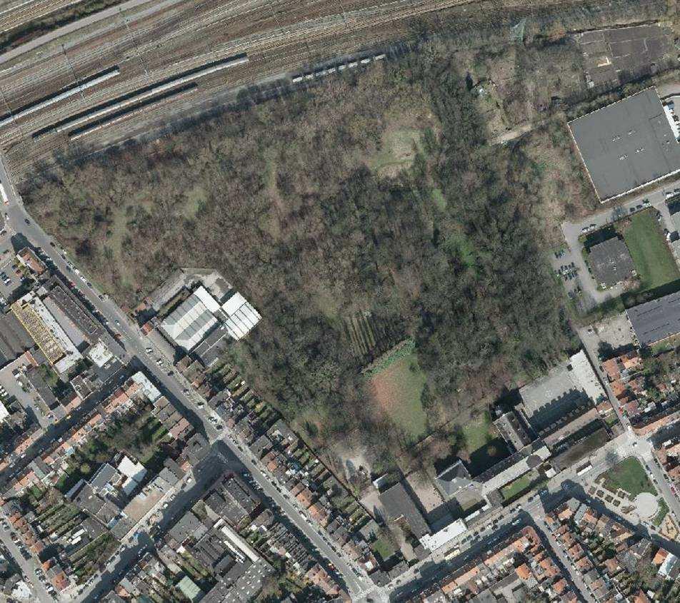 Site van het Institut de la Sainte-Famille d Helmet, luchtfoto (Brussel UrbIS -