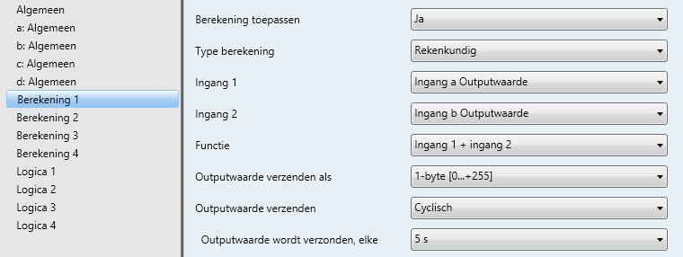 3.2.9 Parametervenster Berekening 1 Type berekening: Rekenkundig Onderstaande gegevens gelden ook voor de parameters Berekening 2, 3 en 4.