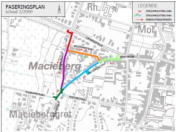 Het werk is opgesplitst in 6 fasen 1 6 3 5 2 4 1.