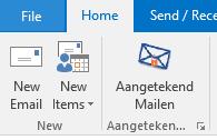 Alternatief: Wanneer u op een ander apparaat werkt waarin niet de knop Aangetekend Mailen beschikbaar is dan kunt u toch een Aangetekende Mail opstellen door uw