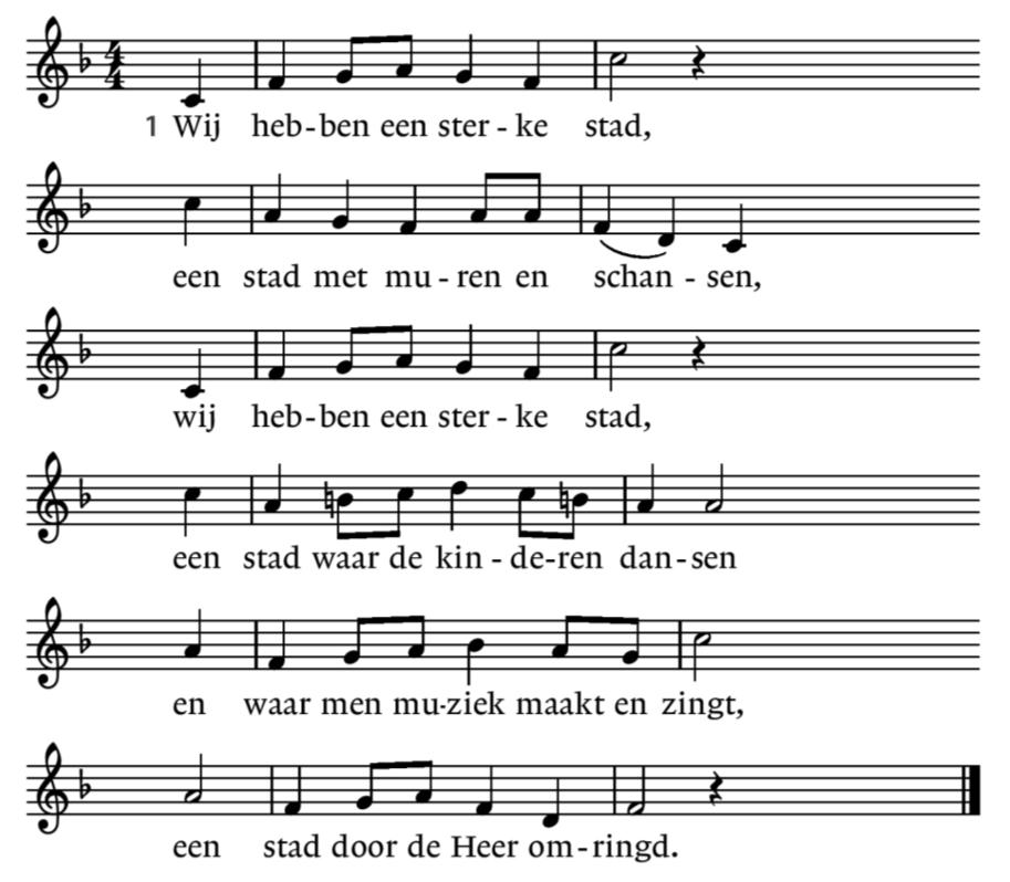 Zingen: Lied 175: 1 en 4 4. Rechtvaardigen, hier 's uw stad, standvast'gen, hier uw sterkte.