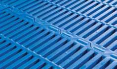 Roostervloersystemen voor biggenopfok Blue Deck biggenopfokrooster Het comfortabele volkern kunststof rooster Blue Deck 90% dicht. Blue Deck 100% dicht. Open Blue Deck.