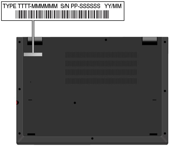 Informatie over FCC ID en IC-certificering De informatie over de FCC- en IC-certificering vindt u op een label dat op de computer is aangebracht, zoals te zien is in de volgende afbeelding.