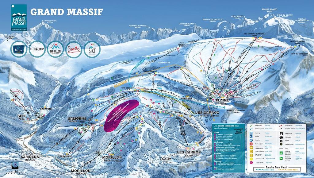 Skigebied: SKIGEBIED: GRAND MASSIF GEBIED Van 700m naar 2500m 256 km