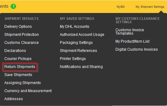 13) You have the possibility to set your preference in regard to the return label as a default. You can find this option under My Shipment Setting and Return Shipments.