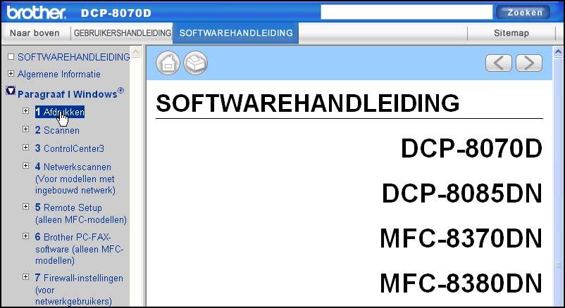 Softwarefuncties c Klik in de lijst links van het venster op de titel waarvan u de inhoud wilt weergeven. Macintosh 6 a Controleer of de Macintosh is ingeschakeld.