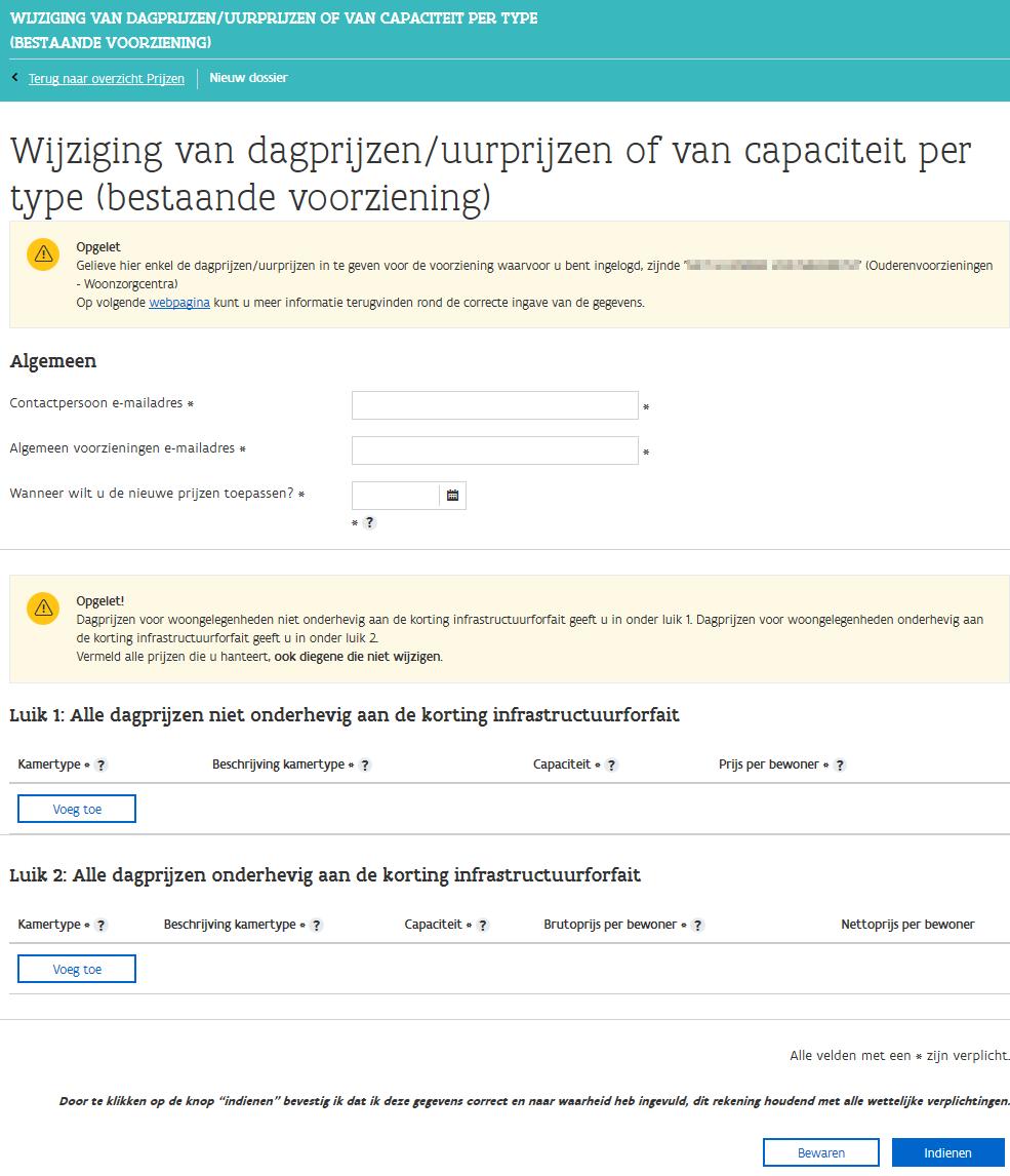 van capaciteit per kamertype (bestaande voorziening) In het veld Contactpersoon e-mailadres voert u het e-mailadres van de