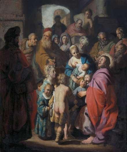 De Rembrandtvondst die Jan Six vrijdag presenteerde in de Volkskrant: Laat de kinderen tot mij komen, een jeugdwerk. Het schilderij is in de 17de eeuw voor ongeveer de helft overschilderd.