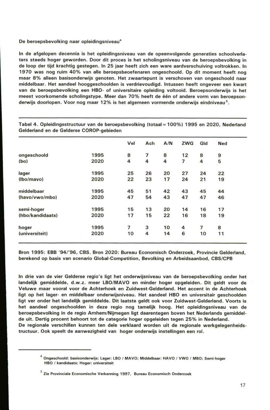 De beroepsbevolking naar opleidingsniveau' In de afgelopen decennia is het opleidingsniveau van de opeenvolgende generaties schoolverlaters steeds hoger geworden.